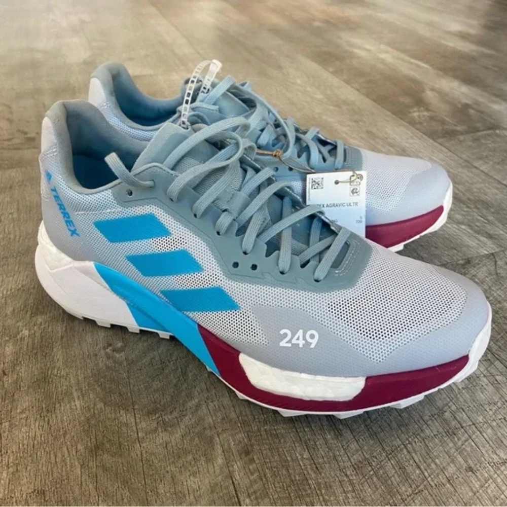 Adidas Terrex Agravic Ultra Trail 'Grey Sky Rush Burgundy' Sneakers